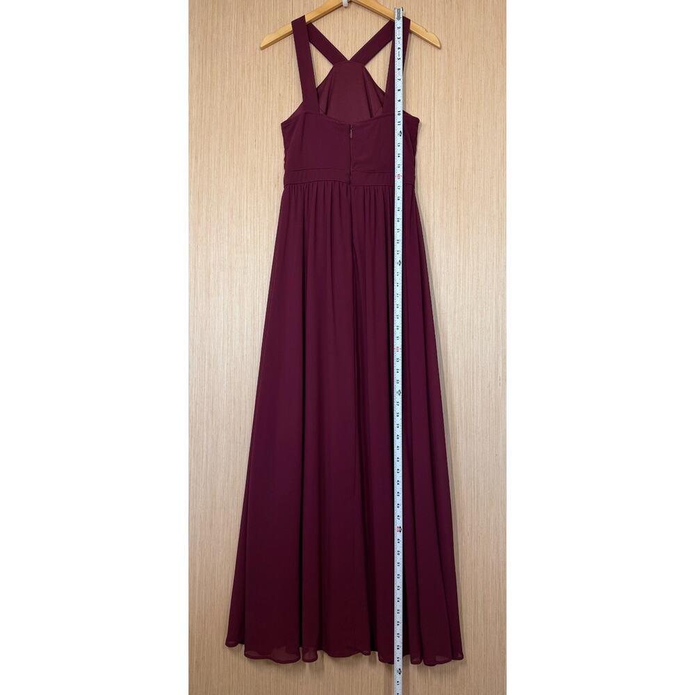 Lulus Air of Romance Burgundy Maxi Dress Size Small Halter Georgette Fabric - Picture 10 of 13